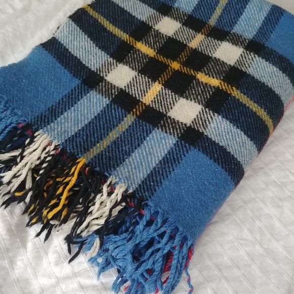 Vintage wool plaid blanket